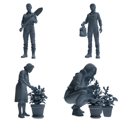 MRY-SFW LYTR921 Gardening Woman Multi-pose Modern Model 4 pcs 3D Printed Resin Model Kit by SSMODEL