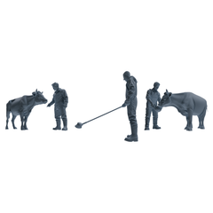 MRY-SFW LYTR914 Farm Worker with Cow Modern Model 3 pcs 3D Printed Resin Model Kit by SSMODEL