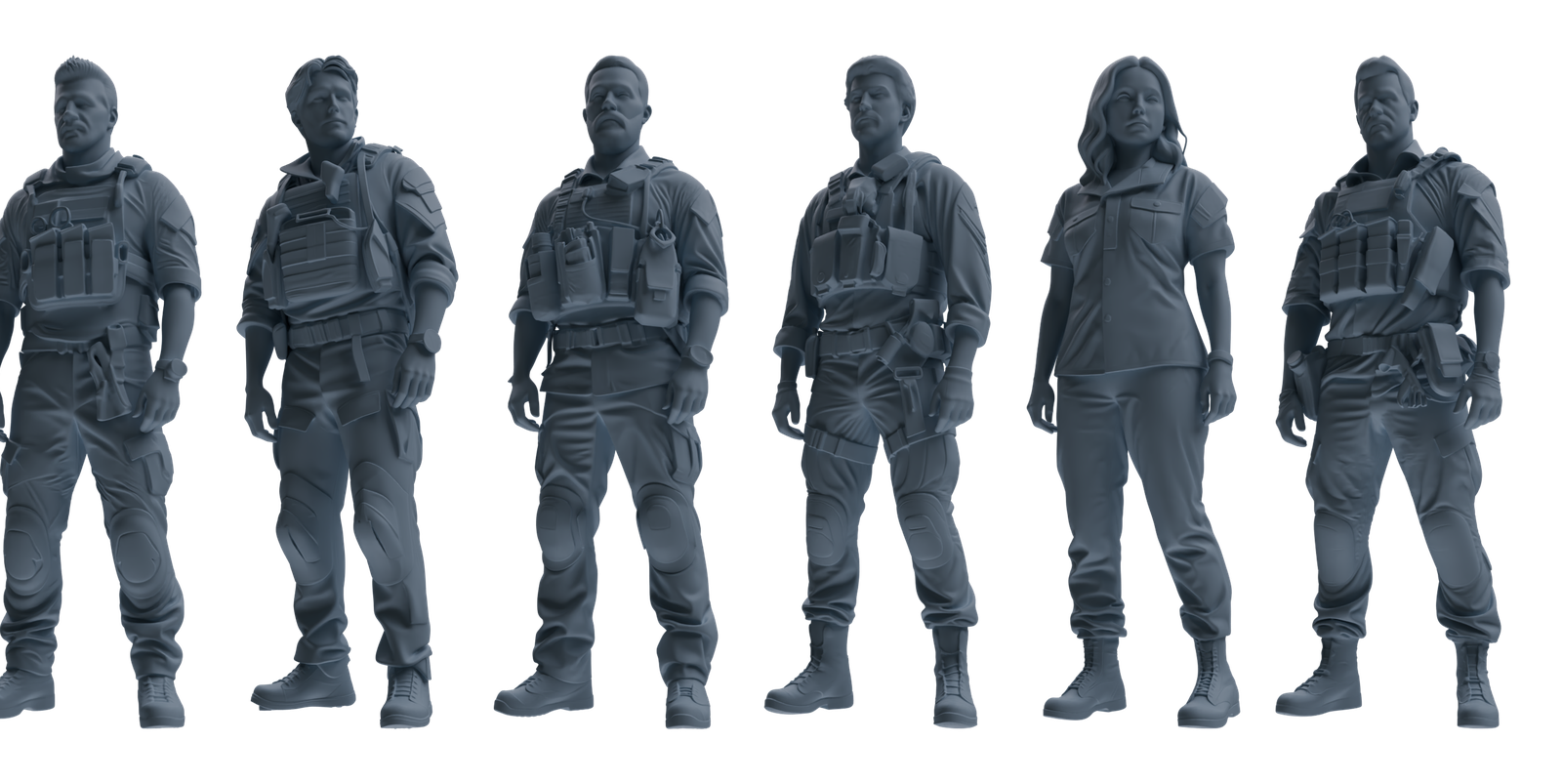 MRY-SFW SSTR025 Miniatures Soldier Model Kit Modern Navy SEAL Six-Person Guard Duty Group