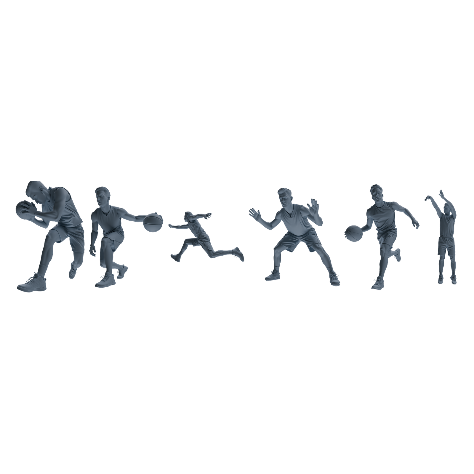MRY-SFW LYTR806 Male Basketball Player Figure Modern Model 6 pcs Miniature Car Diorama Figures Scene Props Accessories Resin 3D Printed Resin Model Kit by SSMODEL