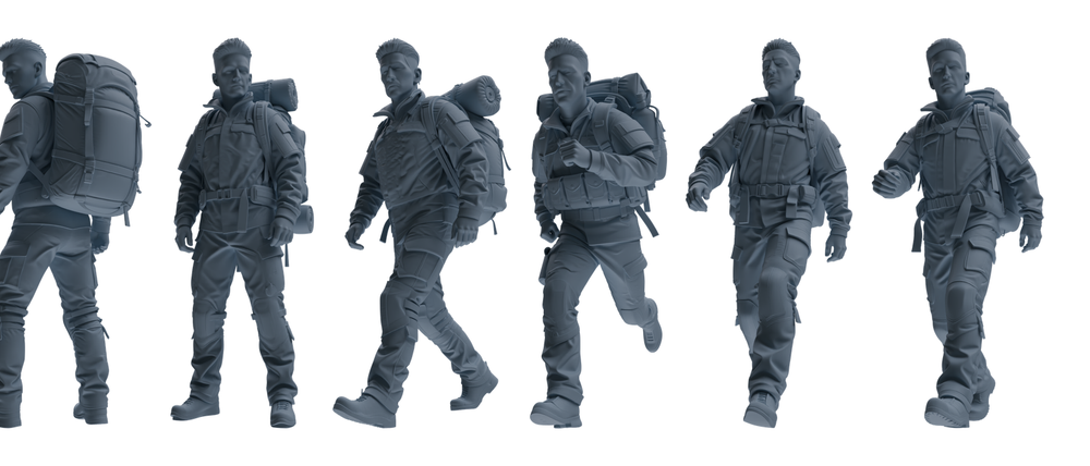 MRY-SFW LYGR693 Modern U.S. Military Six-Person Hiking Group 3D Printed Resin Model Kit by SSMODEL