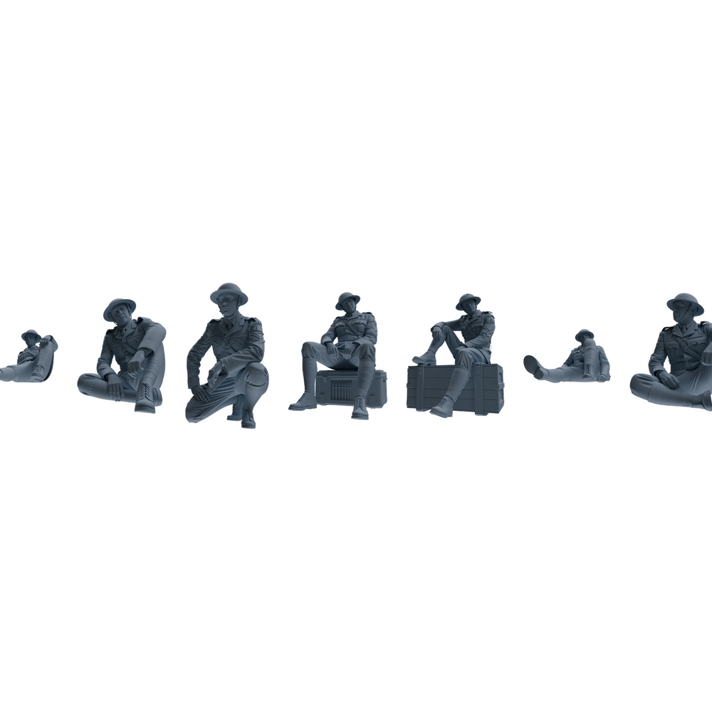 MRY-SFW LYGR601 Historical WWII British Army Seven-Person Rest Group 3D Printed Resin Model Kit by SSMODEL