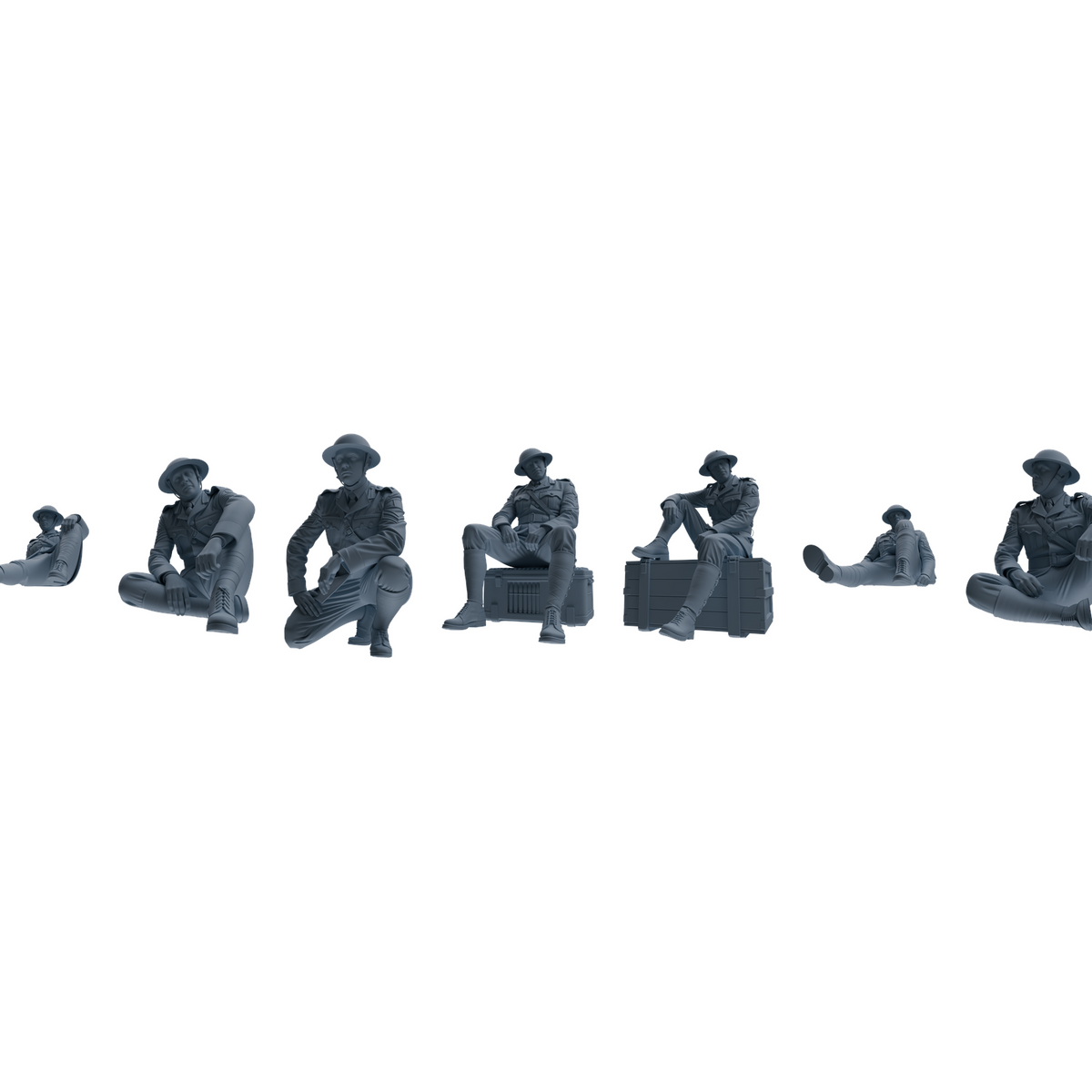 MRY-SFW LYGR601 Historical WWII British Army Seven-Person Rest Group 3D Printed Resin Model Kit by SSMODEL