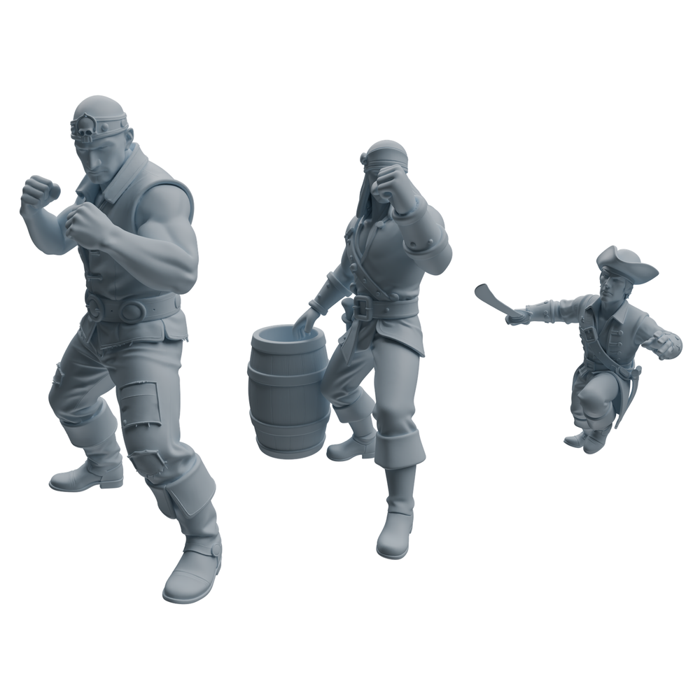 MRY-SFW LYTR1099 Action Pose Pirate Character Modern Model 3 pcs 3D Printed Resin Model Kit by SSMODEL