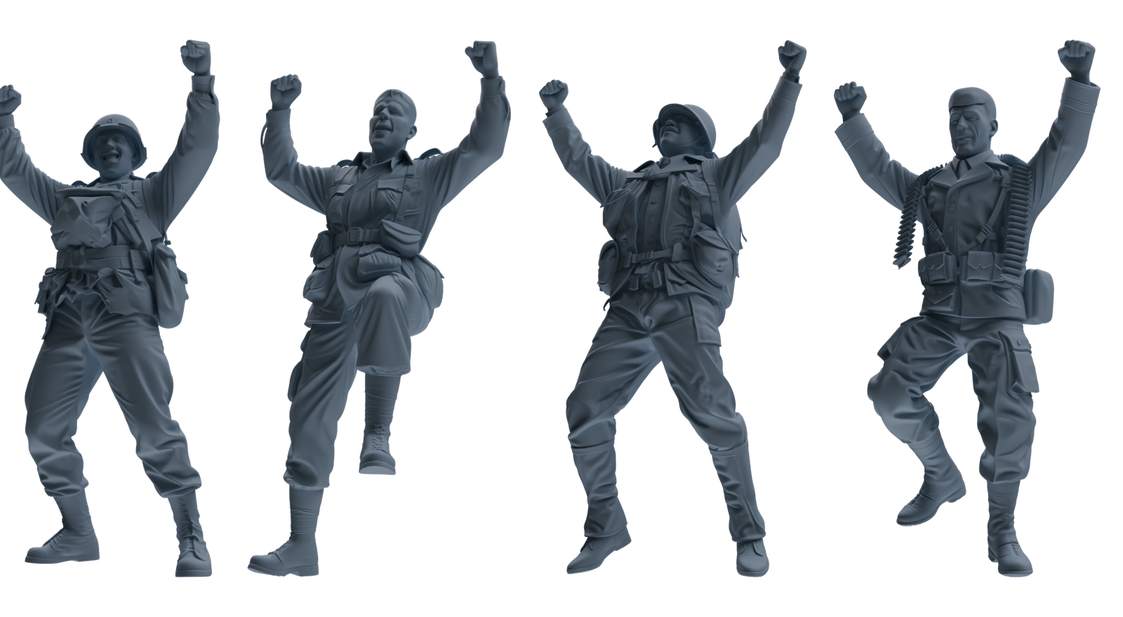 MRY-SFW SSTR073 Miniatures Soldier Model Kit Saving Ryan in Normandy WWII U.S. Army Four-Person Celebrating Group