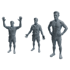 MRY-SFW LYTR1010 Male Lifeguard in Different Poses Character Modern Model 3 pcs 3D Printed Resin Model Kit by SSMODEL