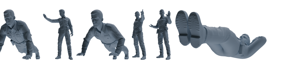 MRY-SFW LYGR680 Los Angeles Patrol Police Six-Person Training Group 3D Printed Resin Model Kit by SSMODEL
