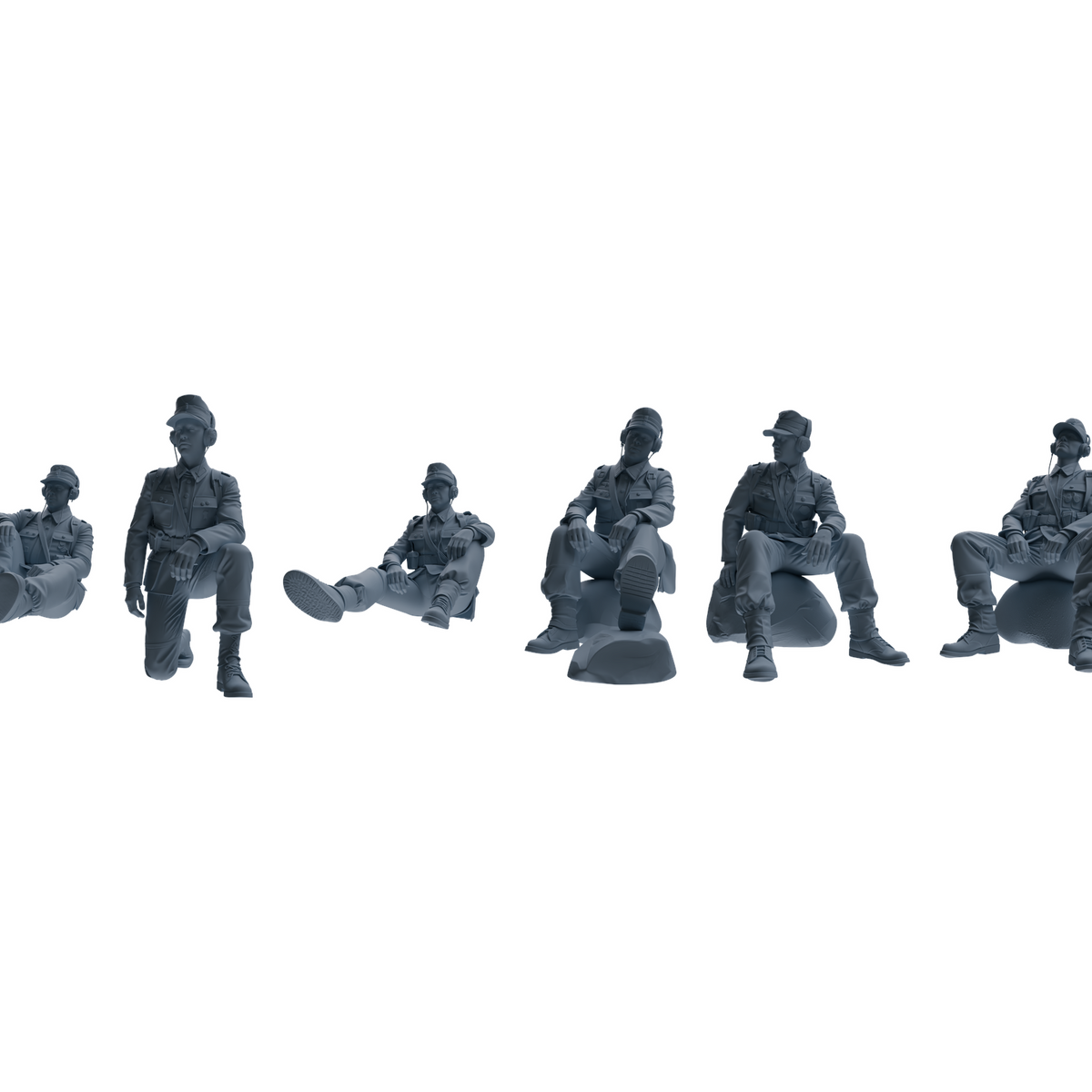 MRY-SFW LYGR649 WWII Mine Soldier Six-Person Rest Group 3D Printed Resin Model Kit by SSMODEL