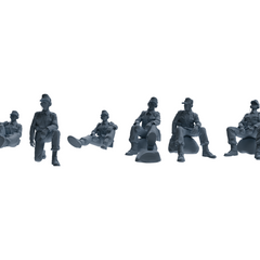 MRY-SFW LYGR649 WWII Mine Soldier Six-Person Rest Group 3D Printed Resin Model Kit by SSMODEL