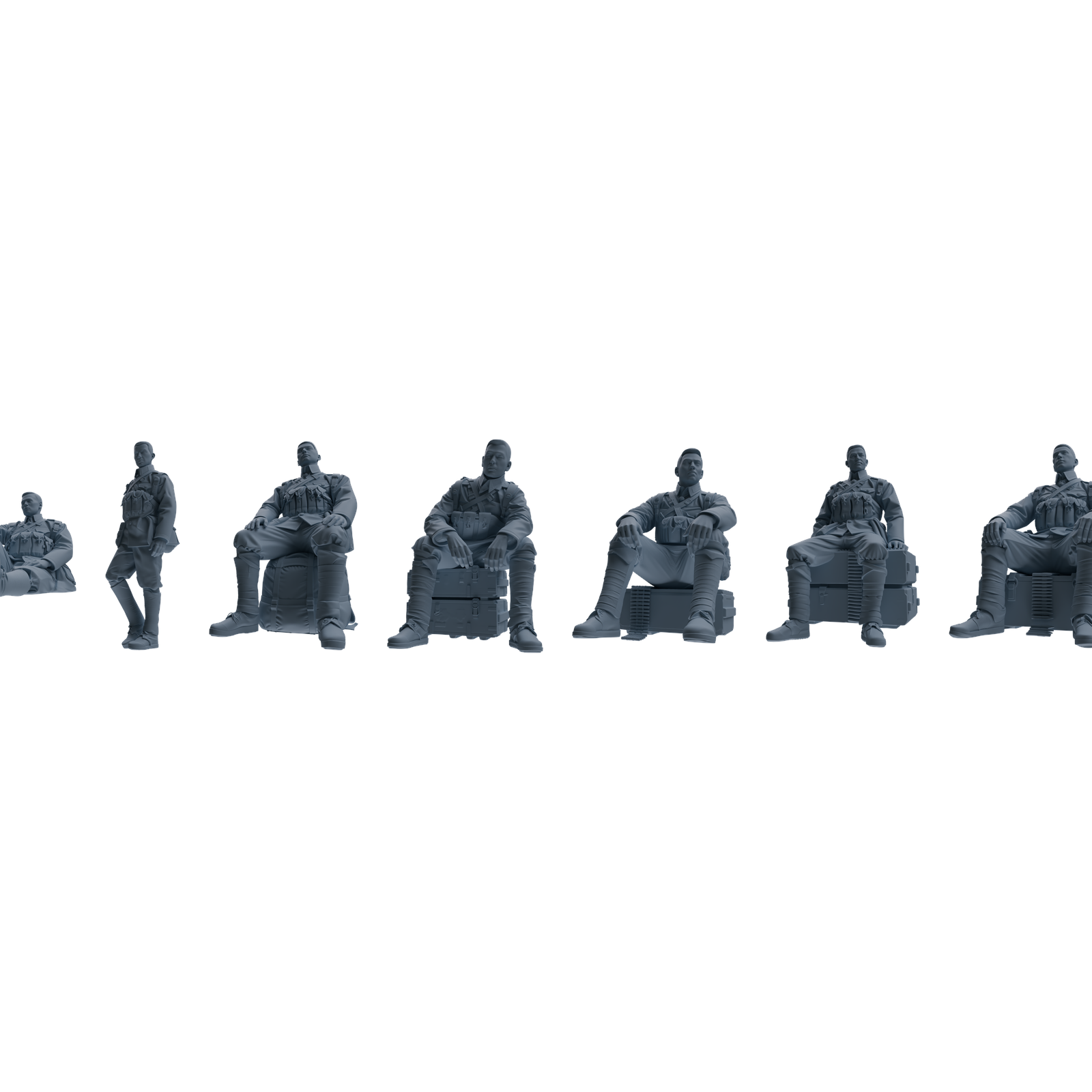 MRY-SFW LYGR608 Historical People's Liberation Army Seven-Person Rest Group 3D Printed Resin Model Kit by SSMODEL