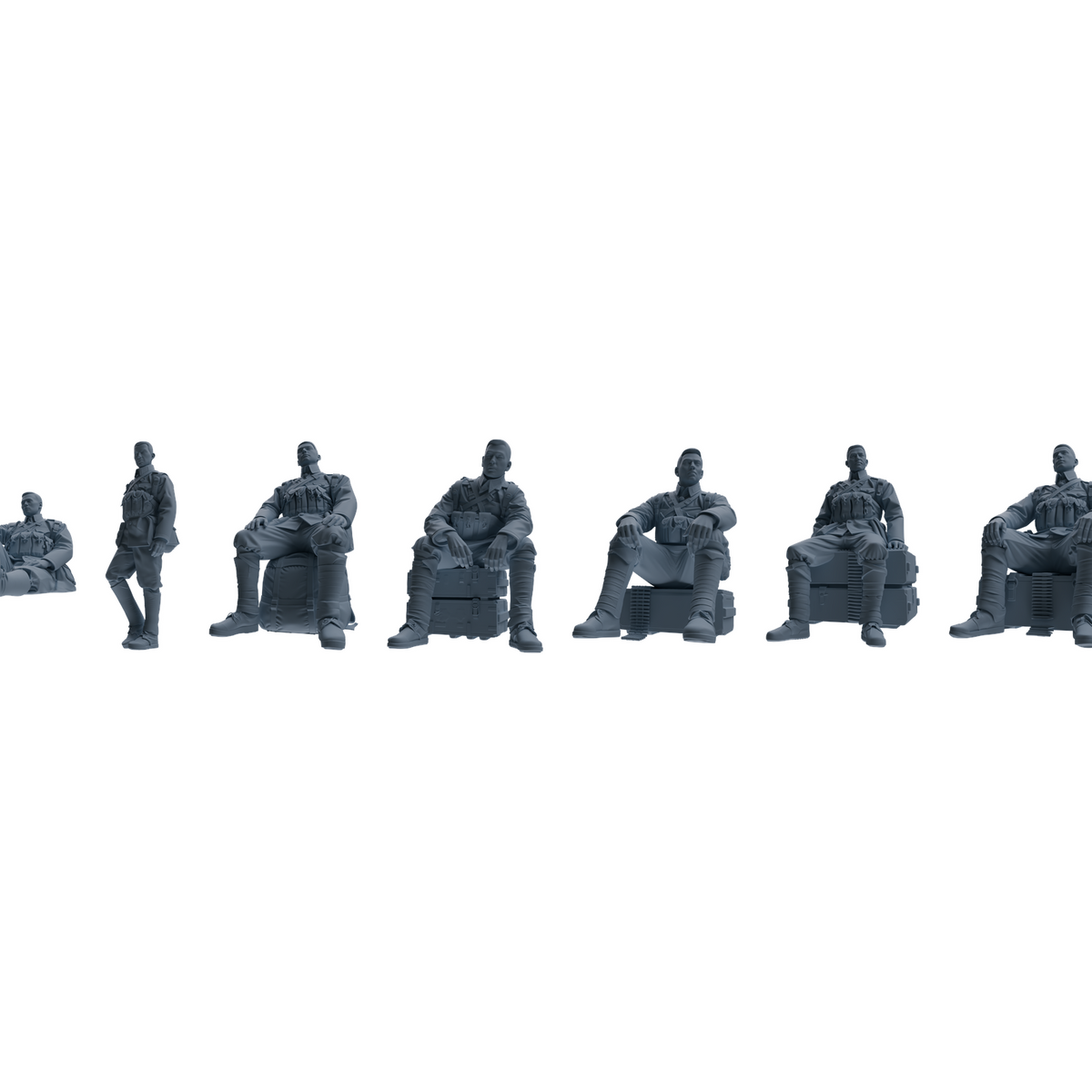 MRY-SFW LYGR608 Historical People's Liberation Army Seven-Person Rest Group 3D Printed Resin Model Kit by SSMODEL