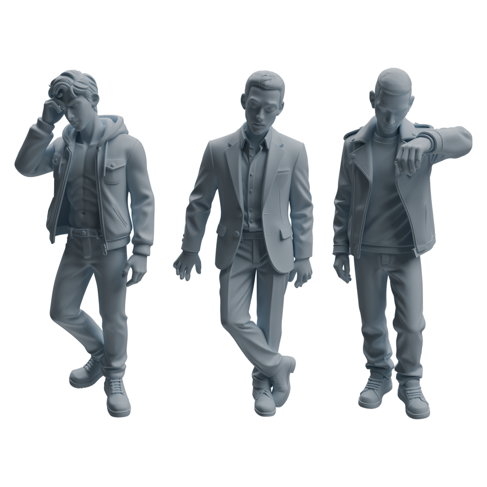 MRY-SFW LYTR939 Urban Man Character Modern Model 3 pcs 3D Printed Resin Model Kit by SSMODEL