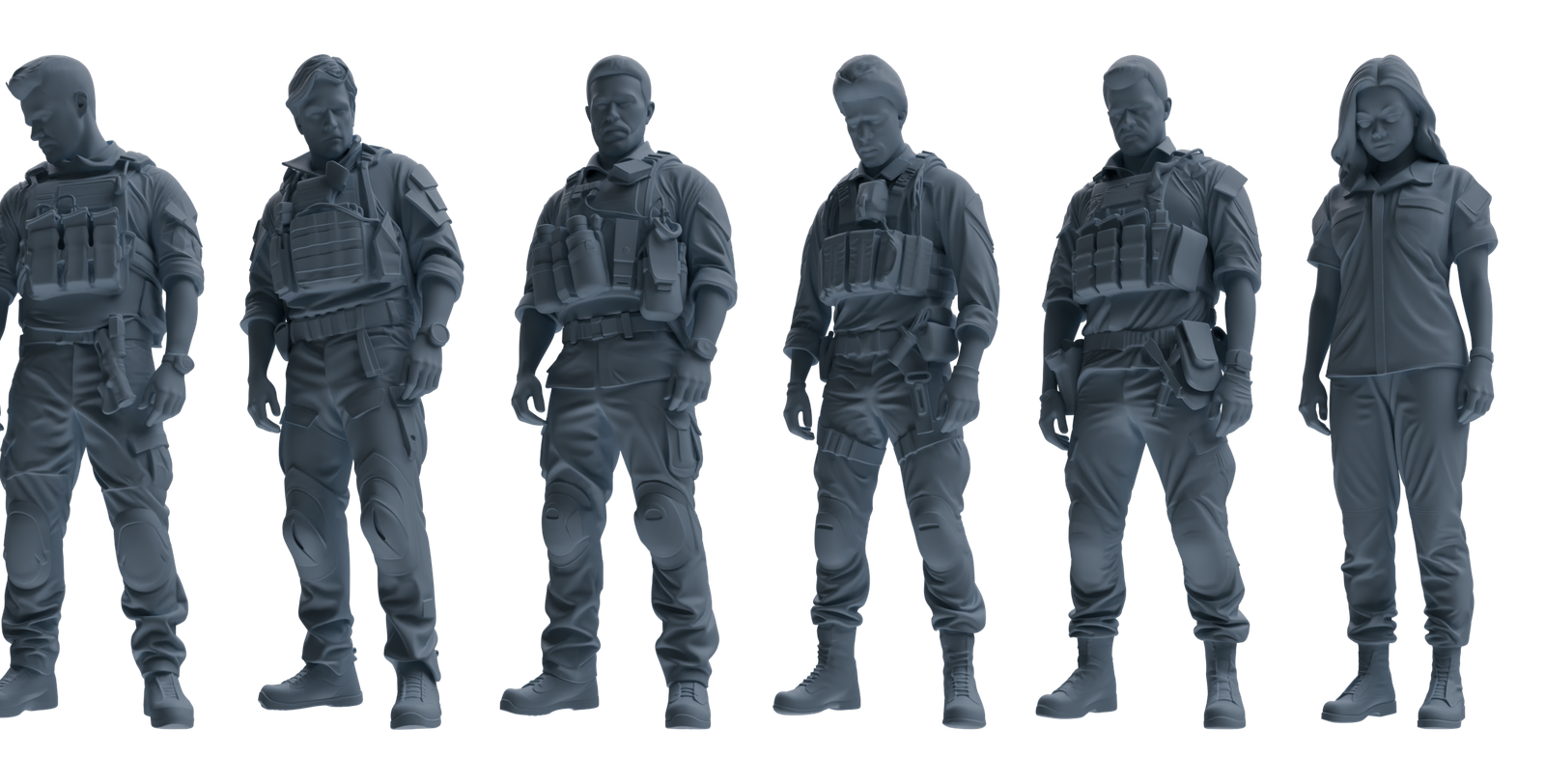 MRY-SFW SSTR002  Modern Navy SEAL Six-Person Mourning Group