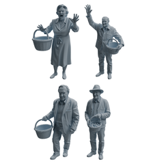 MRY-SFW LYTR994 Elderly with Basket Character Modern Model 4 pcs 3D Printed Resin Model Kit by SSMODEL