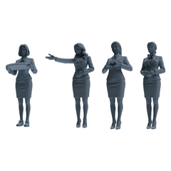 MRY-SFW LYTR861 Service Pose Professional Woman Figure Modern Model 4 pcs Miniature Car Diorama Figures Scene Props Accessories Resin 3D Printed Resin Model Kit by SSMODEL
