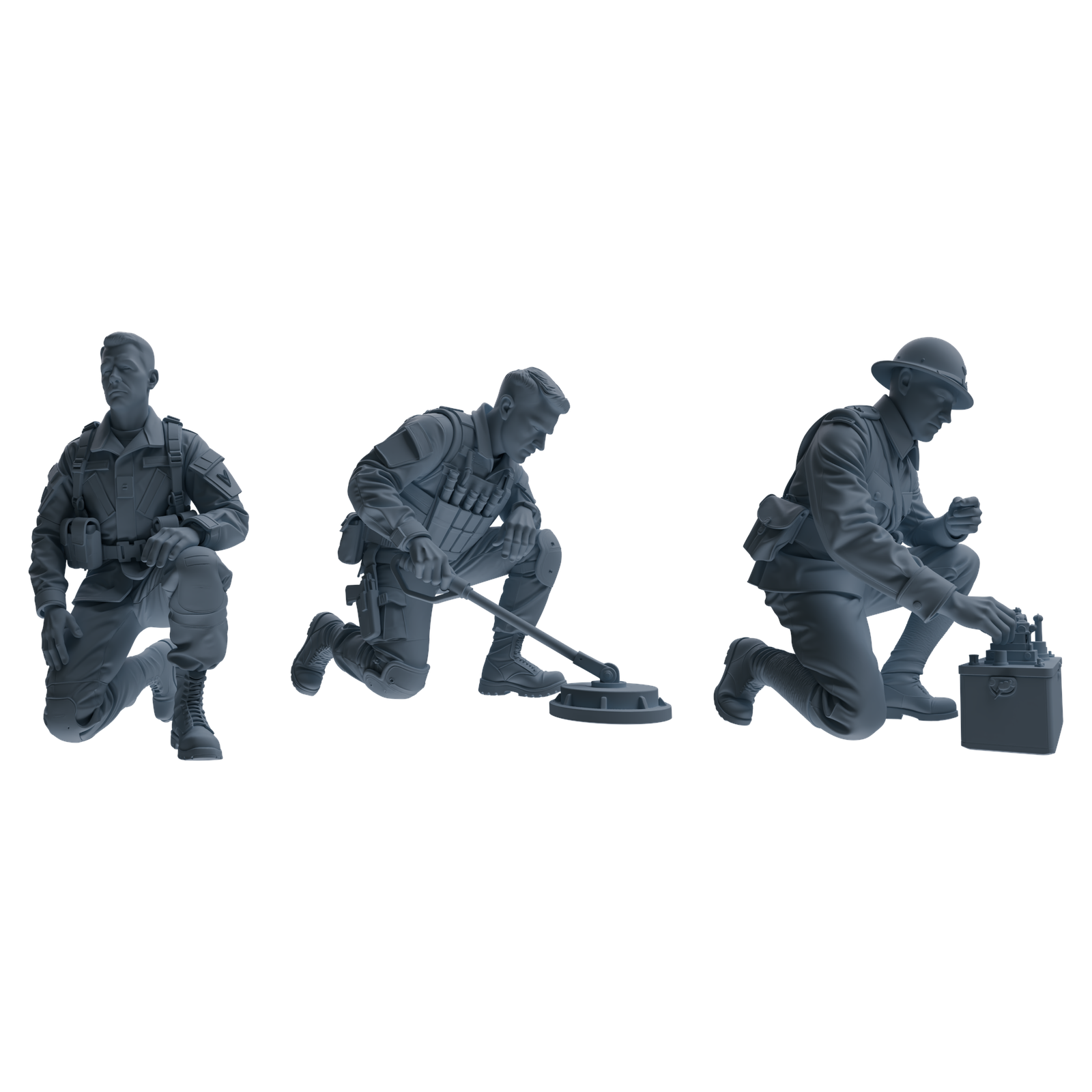 MRY-SFW SSTR186 Miniatures Soldier Model Kit Mine Clearance Engineer Soldier Pose Modern Model 3 pcs