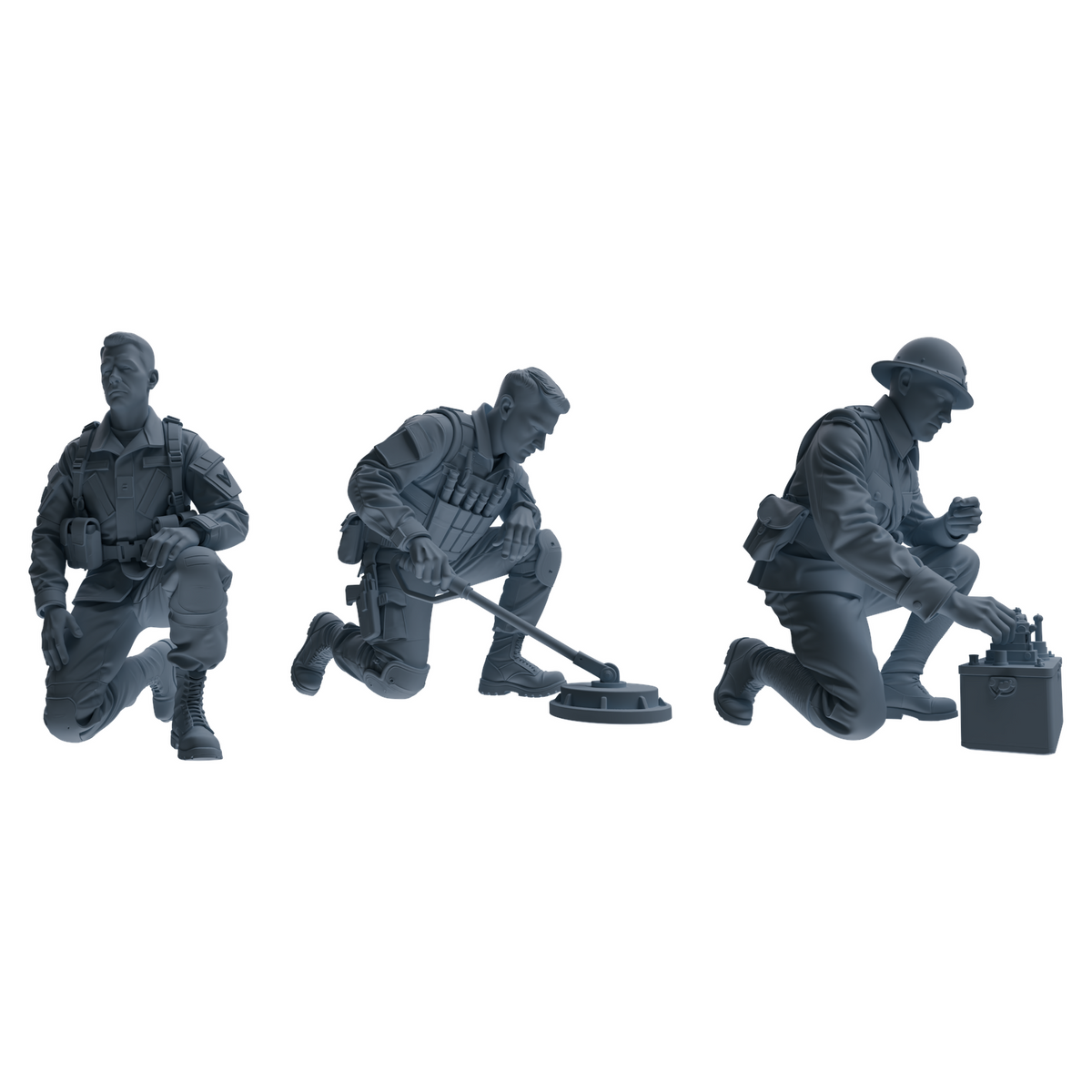 MRY-SFW SSTR186 Miniatures Soldier Model Kit Mine Clearance Engineer Soldier Pose Modern Model 3 pcs