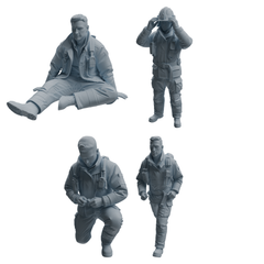 MRY-SFW LYTR1061 Firefighter Character Modern Model 4 pcs 3D Printed Resin Model Kit by SSMODEL