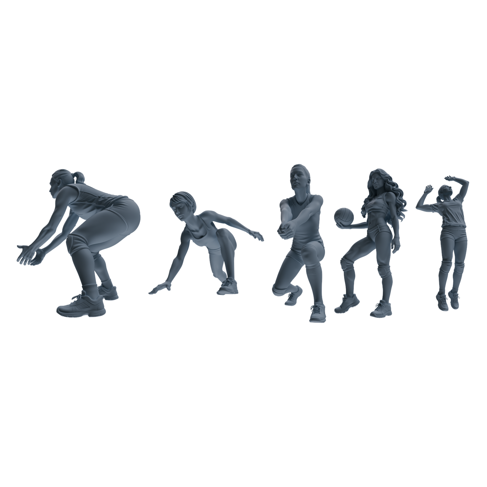 MRY-SFW LYTR823 Female Volleyball Player Figure Modern Model 5 pcs Miniature Car Diorama Figures Scene Props Accessories Resin 3D Printed Resin Model Kit by SSMODEL