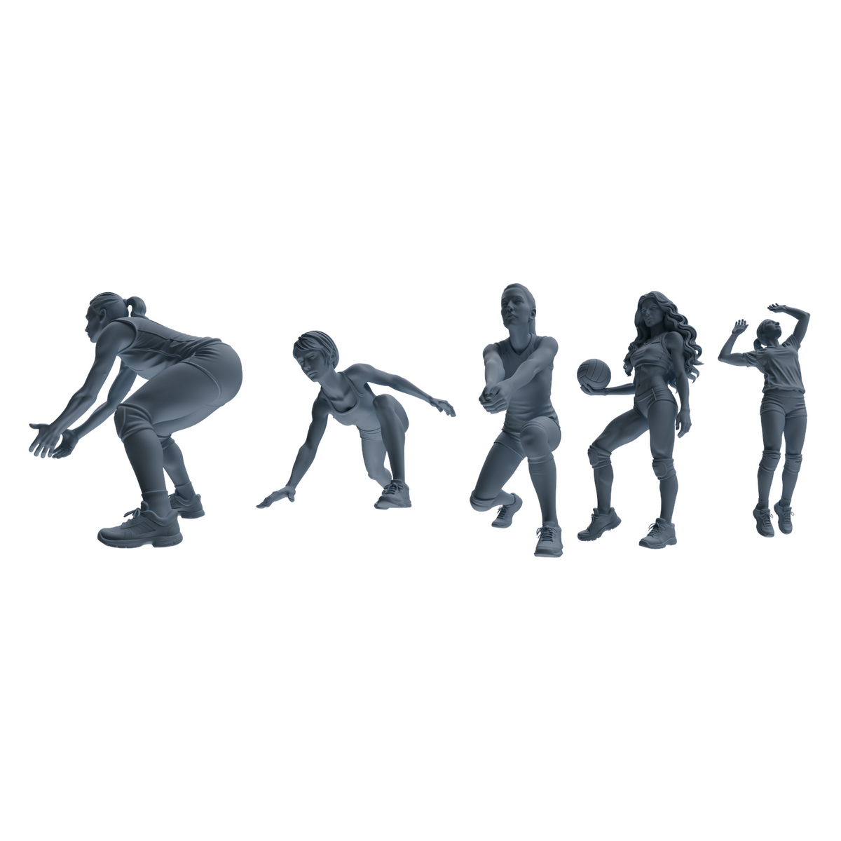 MRY-SFW LYTR823 Female Volleyball Player Figure Modern Model 5 pcs Miniature Car Diorama Figures Scene Props Accessories Resin 3D Printed Resin Model Kit by SSMODEL