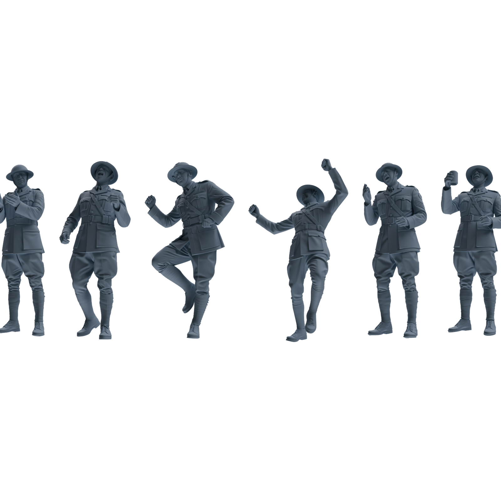MRY-SFW LYGR603 Historical WWII British Army Six-Person Dancing Group 3D Printed Resin Model Kit by SSMODEL