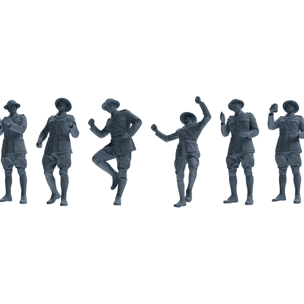 MRY-SFW LYGR603 Historical WWII British Army Six-Person Dancing Group 3D Printed Resin Model Kit by SSMODEL