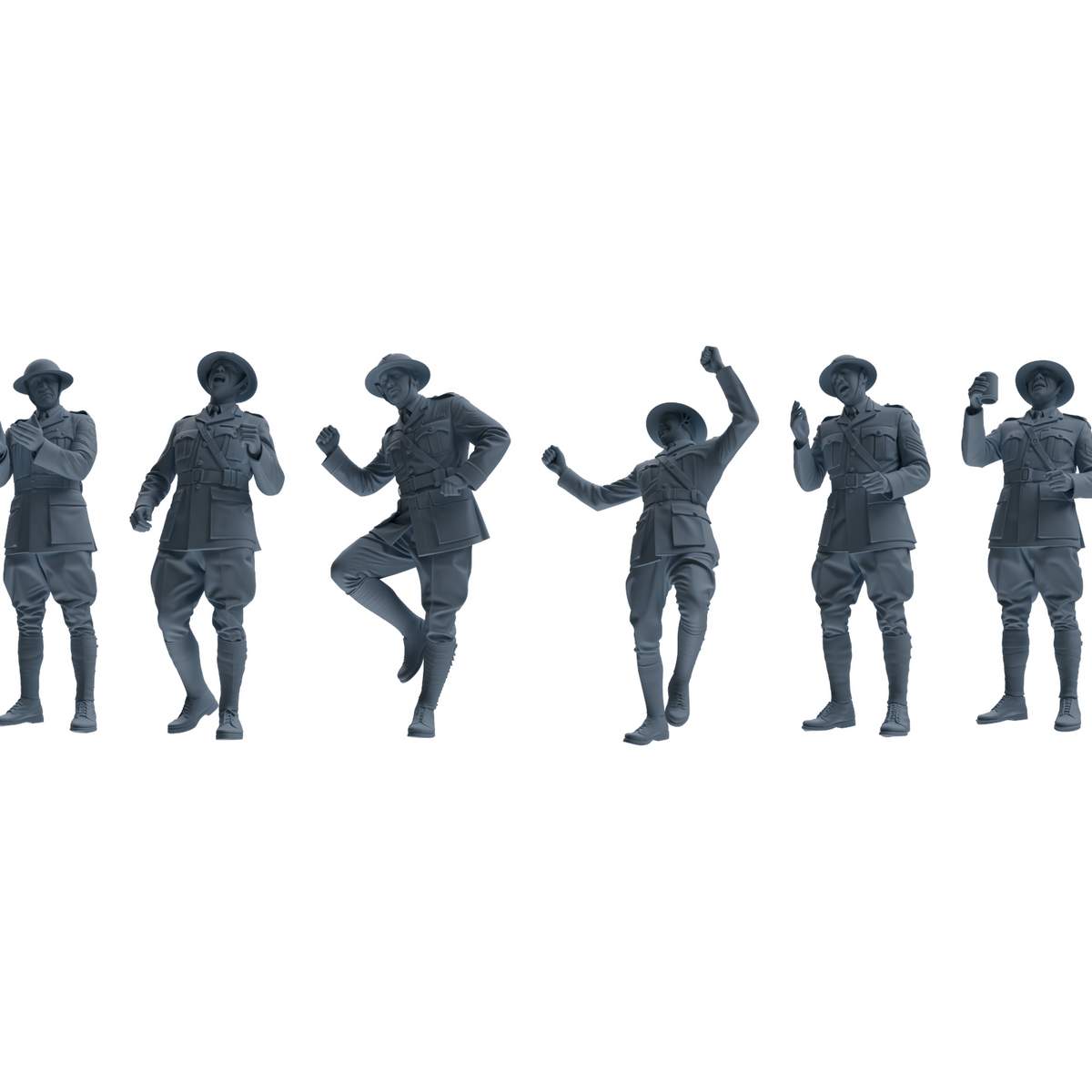 MRY-SFW LYGR603 Historical WWII British Army Six-Person Dancing Group 3D Printed Resin Model Kit by SSMODEL