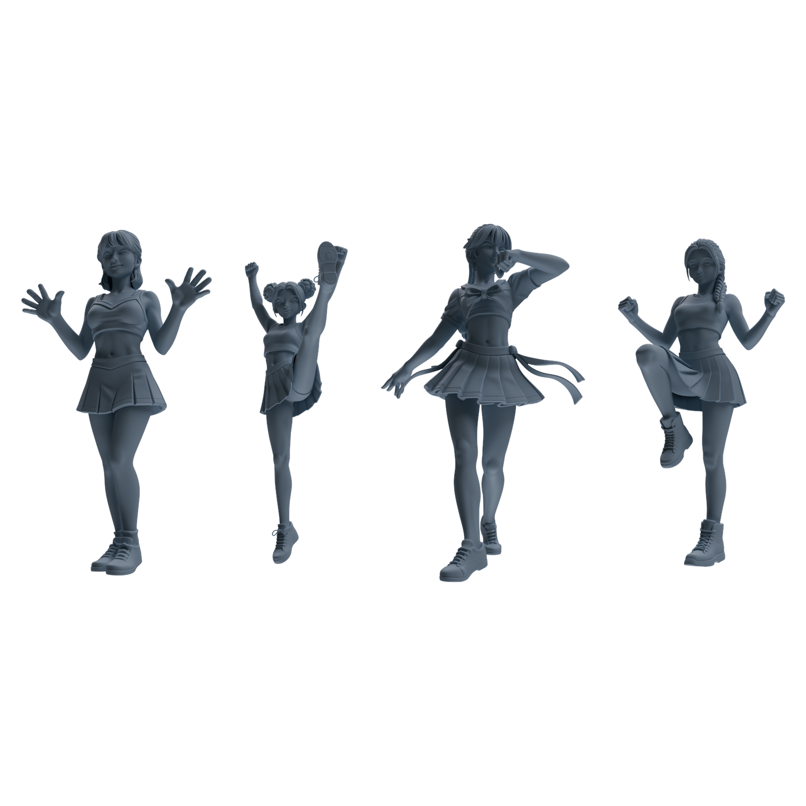 MRY-SFW LYTR864 Cheerleader Girl Figure Modern Model 4 pcs Miniature Car Diorama Figures Scene Props Accessories Resin 3D Printed Resin Model Kit by SSMODEL