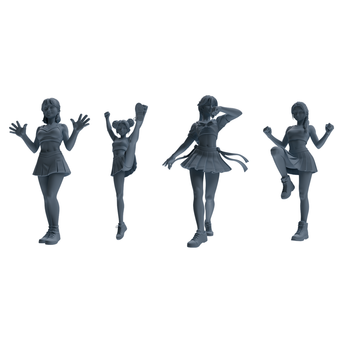 MRY-SFW LYTR864 Cheerleader Girl Figure Modern Model 4 pcs Miniature Car Diorama Figures Scene Props Accessories Resin 3D Printed Resin Model Kit by SSMODEL