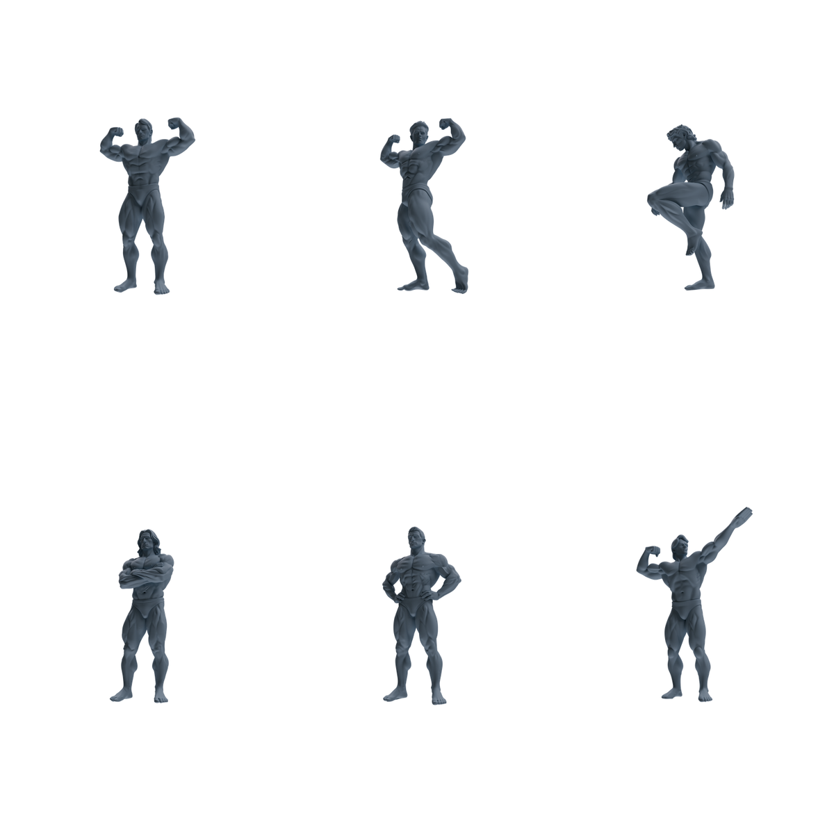 MRY-SFW LYTR829 Male Bodybuilder Figure Modern Model 6 pcs Miniature Car Diorama Figures Scene Props Accessories Resin 3D Printed Resin Model Kit by SSMODEL