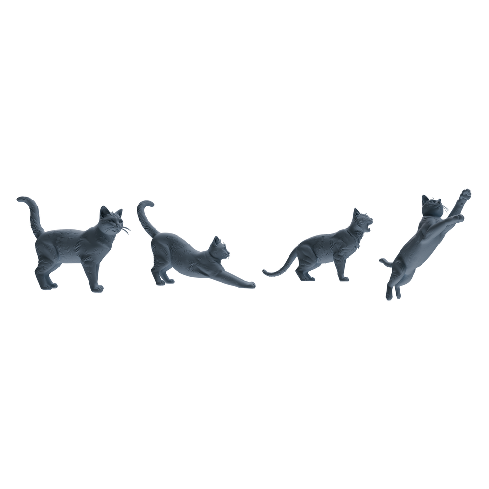 MRY-SFW LYTR844 Cat Pose Model 4 pcs Miniature Car Diorama Figures Scene Props Accessories Resin 3D Printed Resin Model Kit by SSMODEL