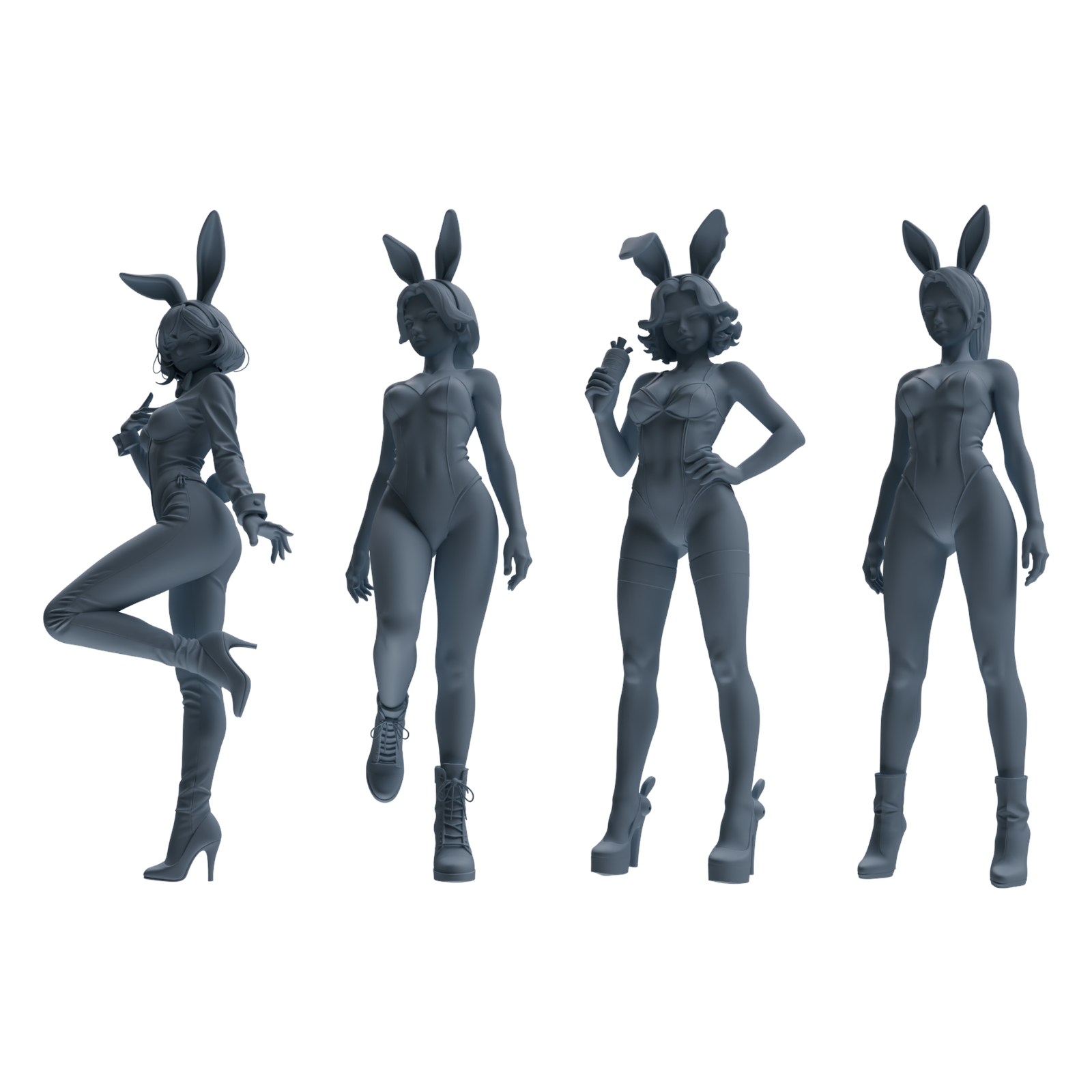MRY-SFW LYTR887 Bunny Girl Figure Modern Model 4 pcs 3D Printed Resin Model Kit by SSMODEL