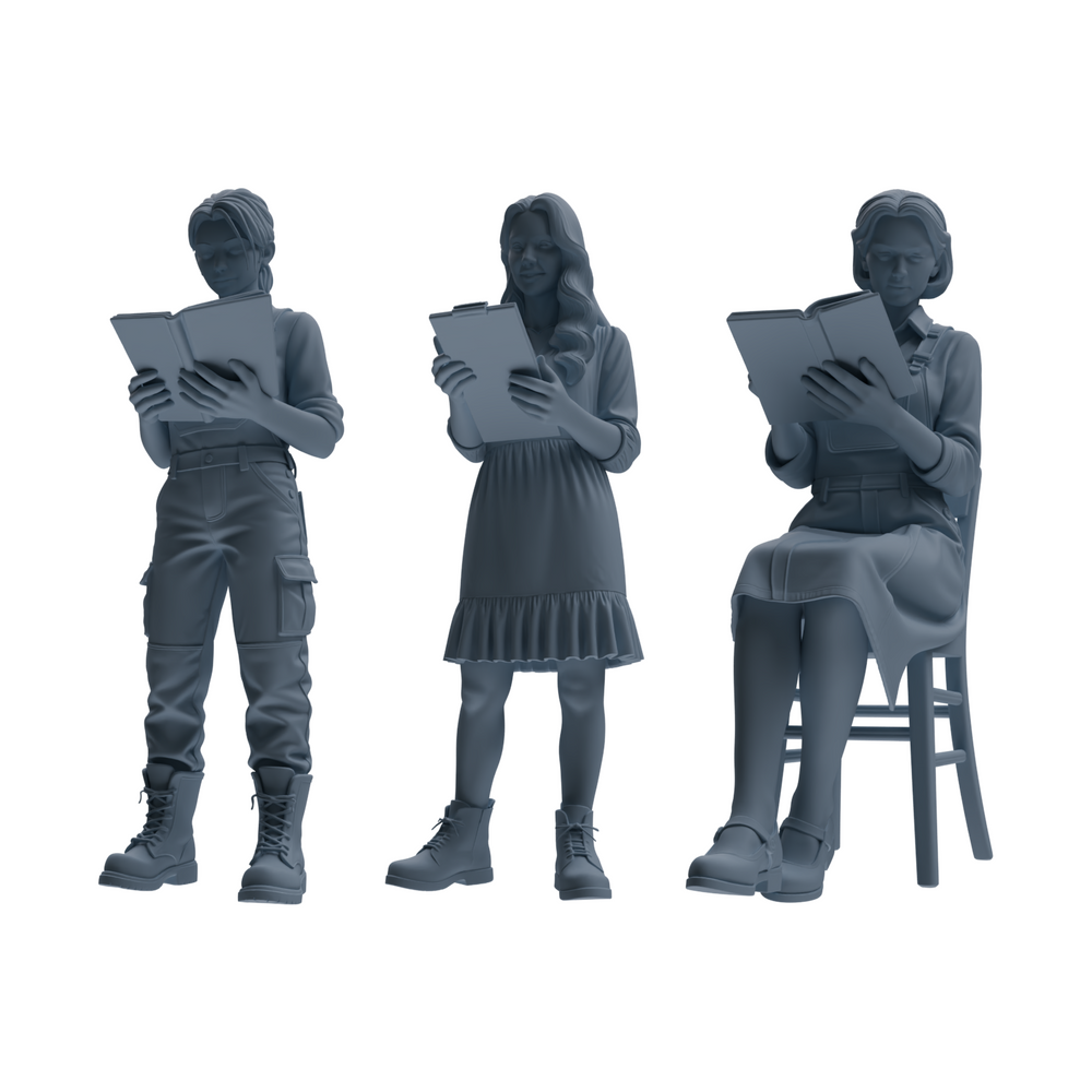 MRY-SFW LYTR907 Reading Woman Multi-pose Modern Model 3 pcs 3D Printed Resin Model Kit by SSMODEL