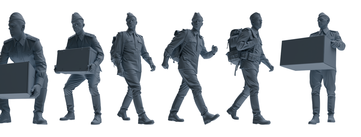MRY-SFW LYGR727 WWII Soviet Army War Scene Six-Person Carrying Group 3D Printed Resin Model Kit by SSMODEL