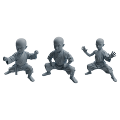 MRY-SFW LYTR1079 Kung Fu Pose Little Monk Character Modern Model 3 pcs 3D Printed Resin Model Kit by SSMODEL