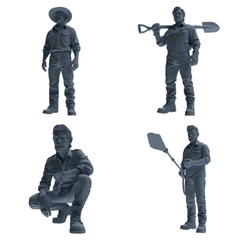 MRY-SFW LYTR906 Farm Worker Man Modern Model 4 pcs 3D Printed Resin Model Kit by SSMODEL