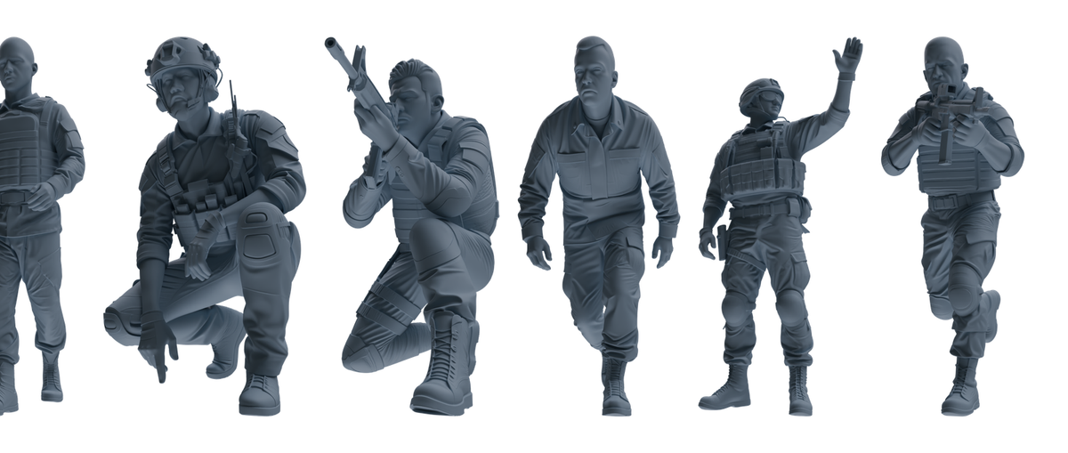 MRY-SFW SSTR037 Miniatures Soldier Model Kit 1993 Mogadishu Black Hawk Helicopter Soldier Combat Six-Person Group 2