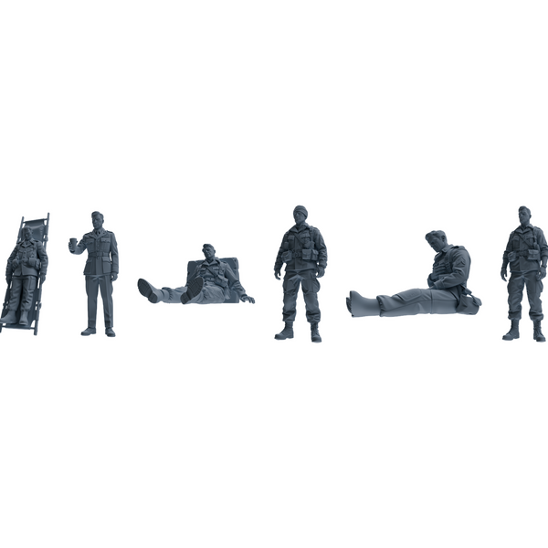 MRY-SFW SSTR192 Miniatures Soldier Model Kit Wounded Soldier Medical Pose Modern Model 6 pcs
