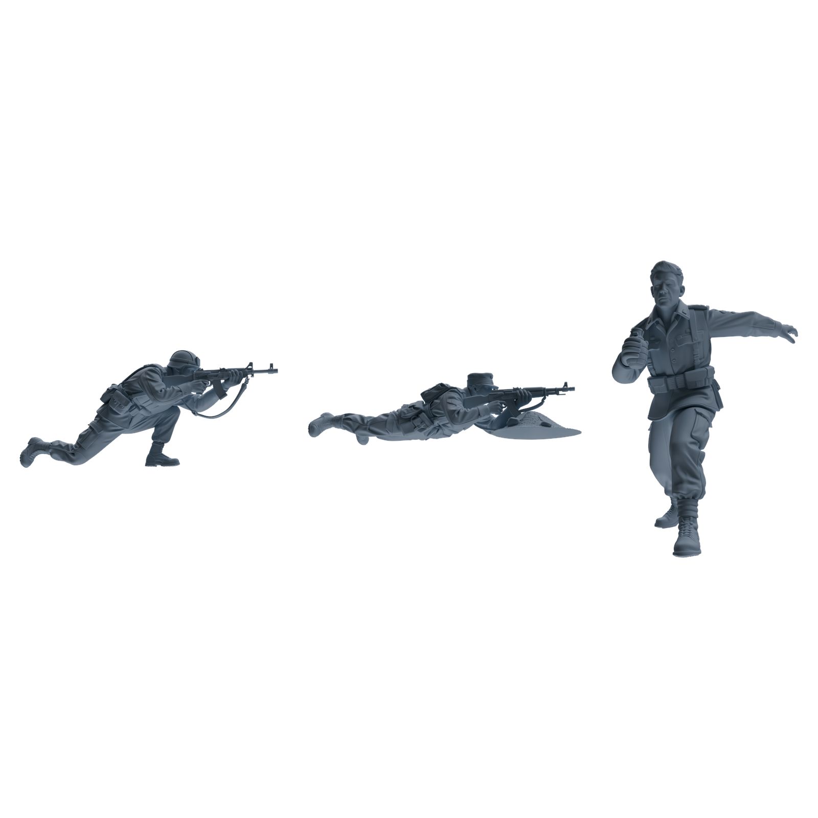 MRY-SFW SSTR202 Miniatures Soldier Model Kit Assault Combat Soldier Pose Modern Model 3 pcs