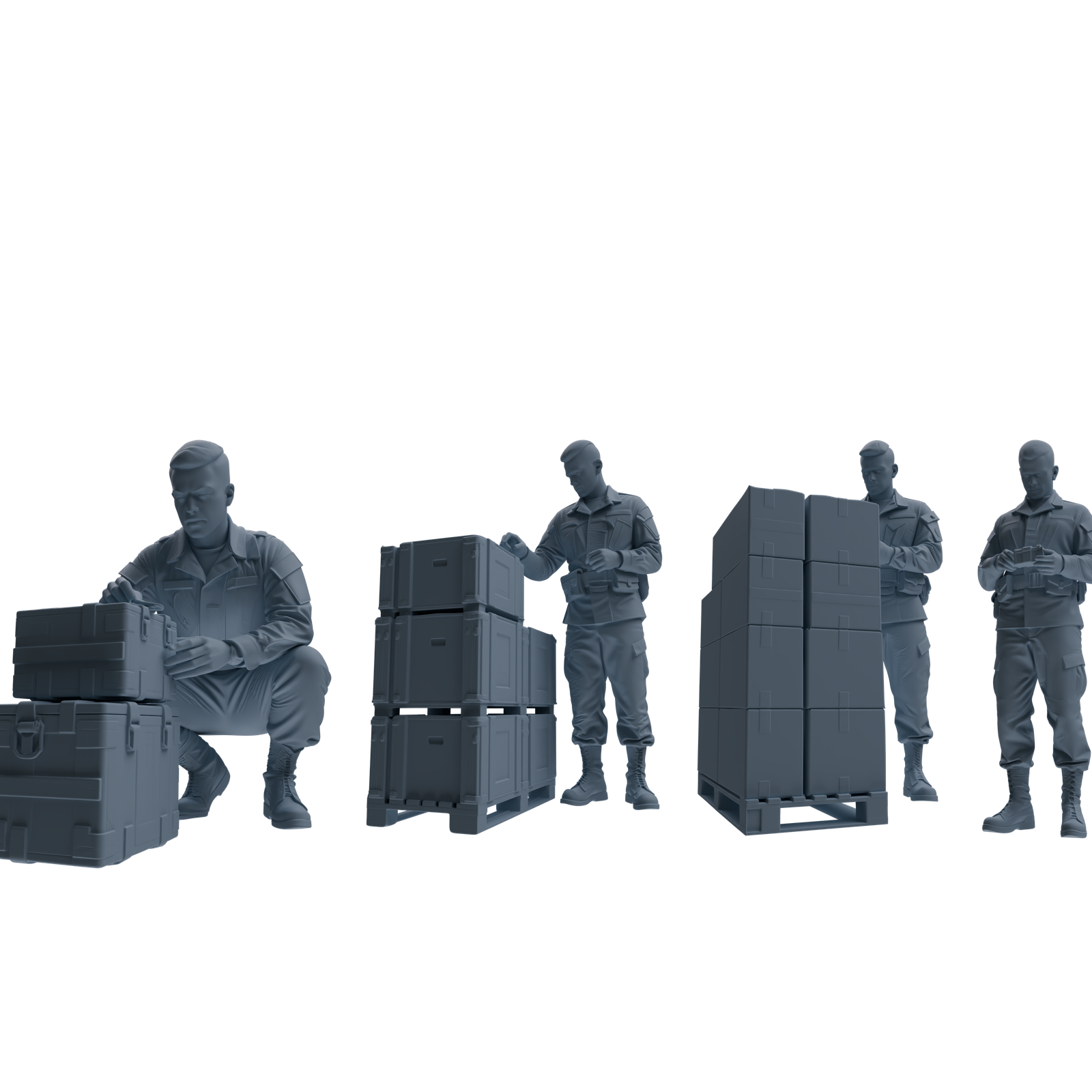 MRY-SFW SSTR247 Modern U.S. Army Logistics Soldier Combat Readiness Four-Person Group
