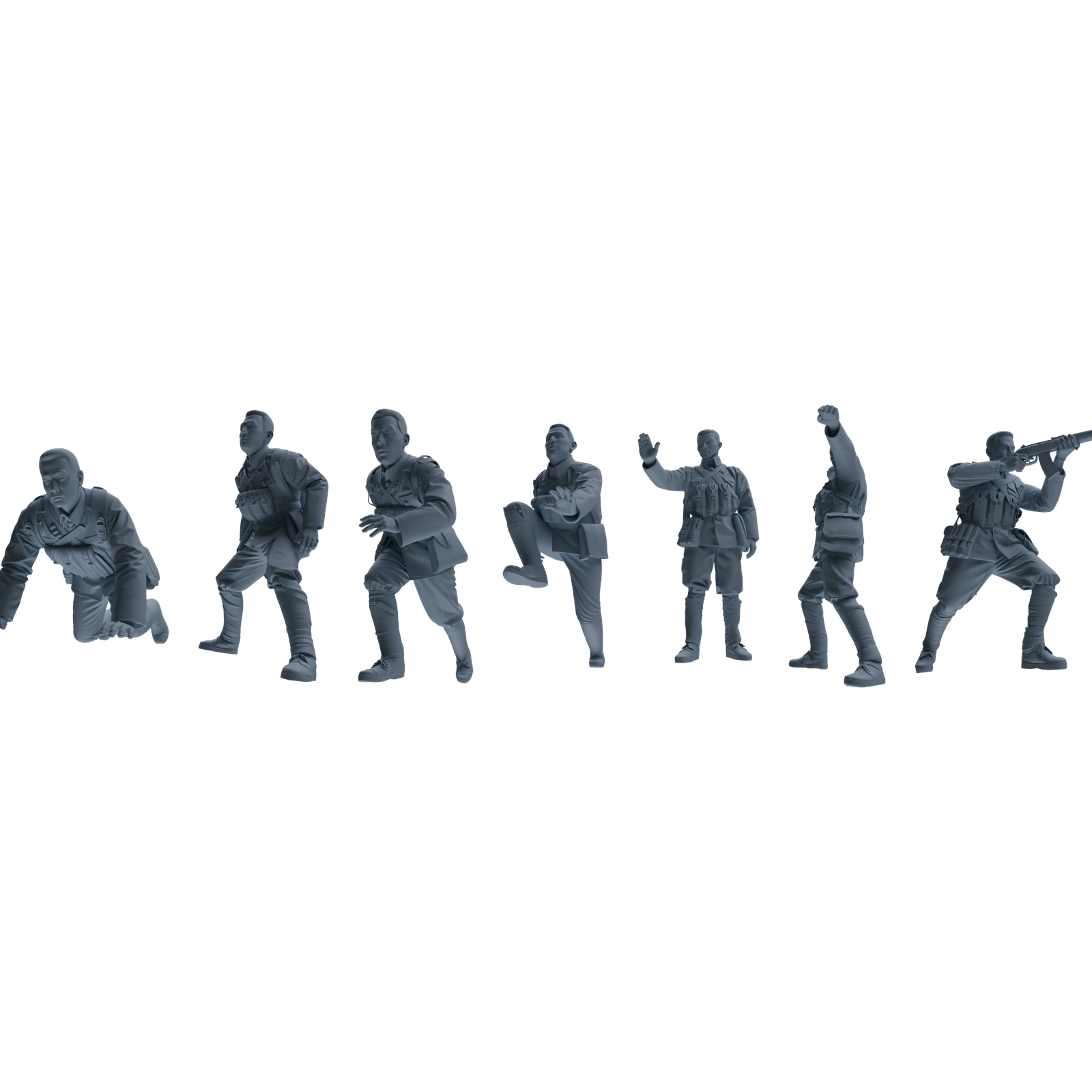 MRY-SFW LYGR609 Historical People's Liberation Army Seven-Person Battle Group 3D Printed Resin Model Kit by SSMODEL