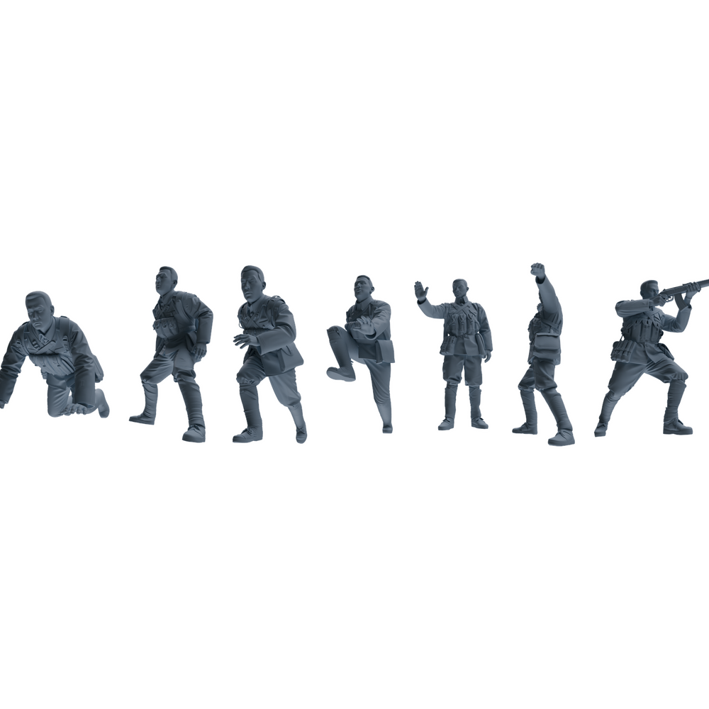MRY-SFW LYGR609 Historical People's Liberation Army Seven-Person Battle Group 3D Printed Resin Model Kit by SSMODEL