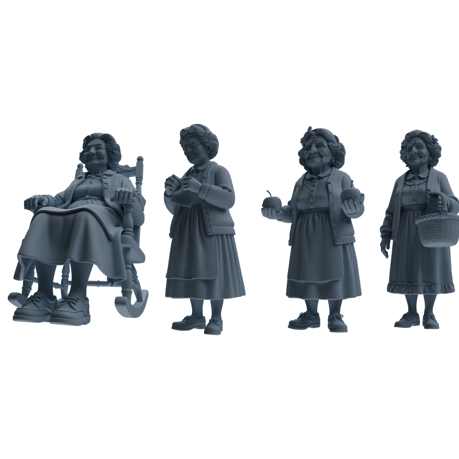 MRY-SFW LYTR902 Vintage Elderly Woman Modern Model 4 pcs 3D Printed Resin Model Kit by SSMODEL