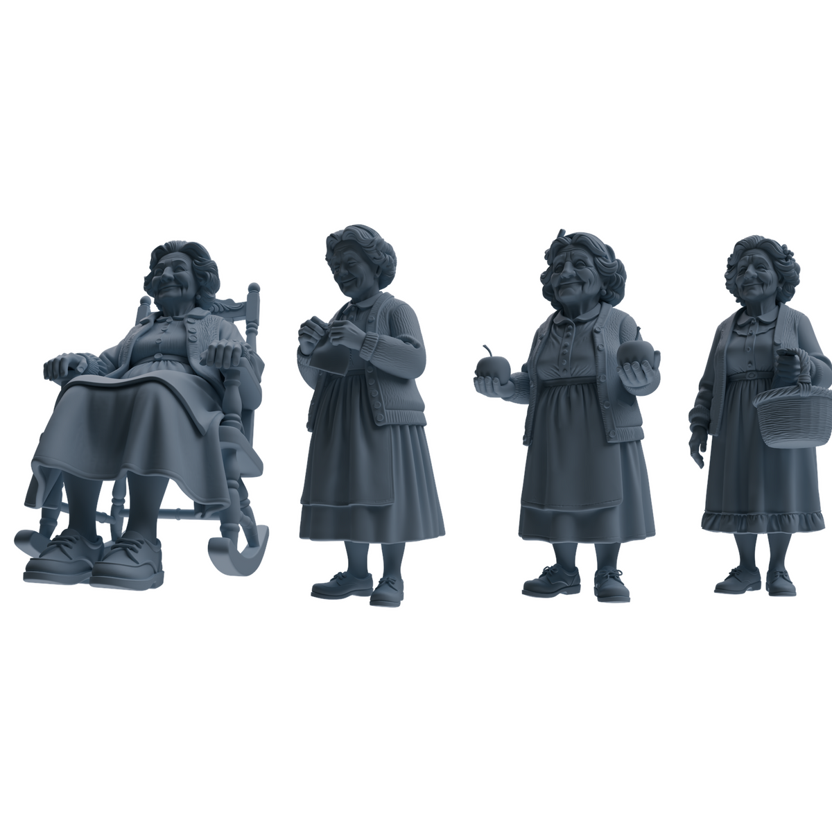 MRY-SFW LYTR902 Vintage Elderly Woman Modern Model 4 pcs 3D Printed Resin Model Kit by SSMODEL