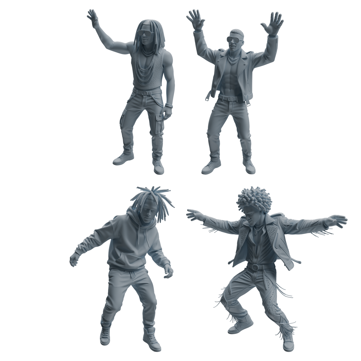 MRY-SFW LYTR927 Nightclub Dancer Man Character Modern Model 4 pcs 3D Printed Resin Model Kit by SSMODEL