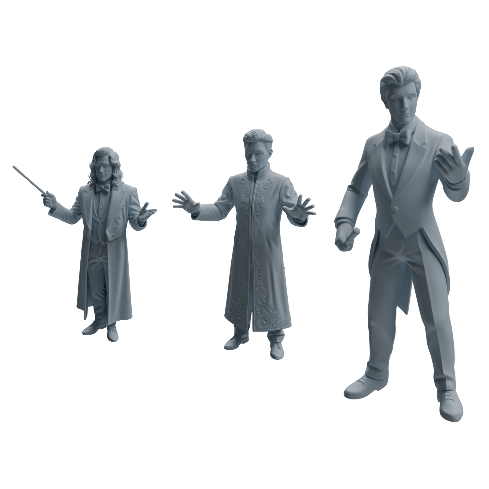 MRY-SFW LYTR1050 Magician Performance Pose Character Modern Model 3 pcs 3D Printed Resin Model Kit by SSMODEL