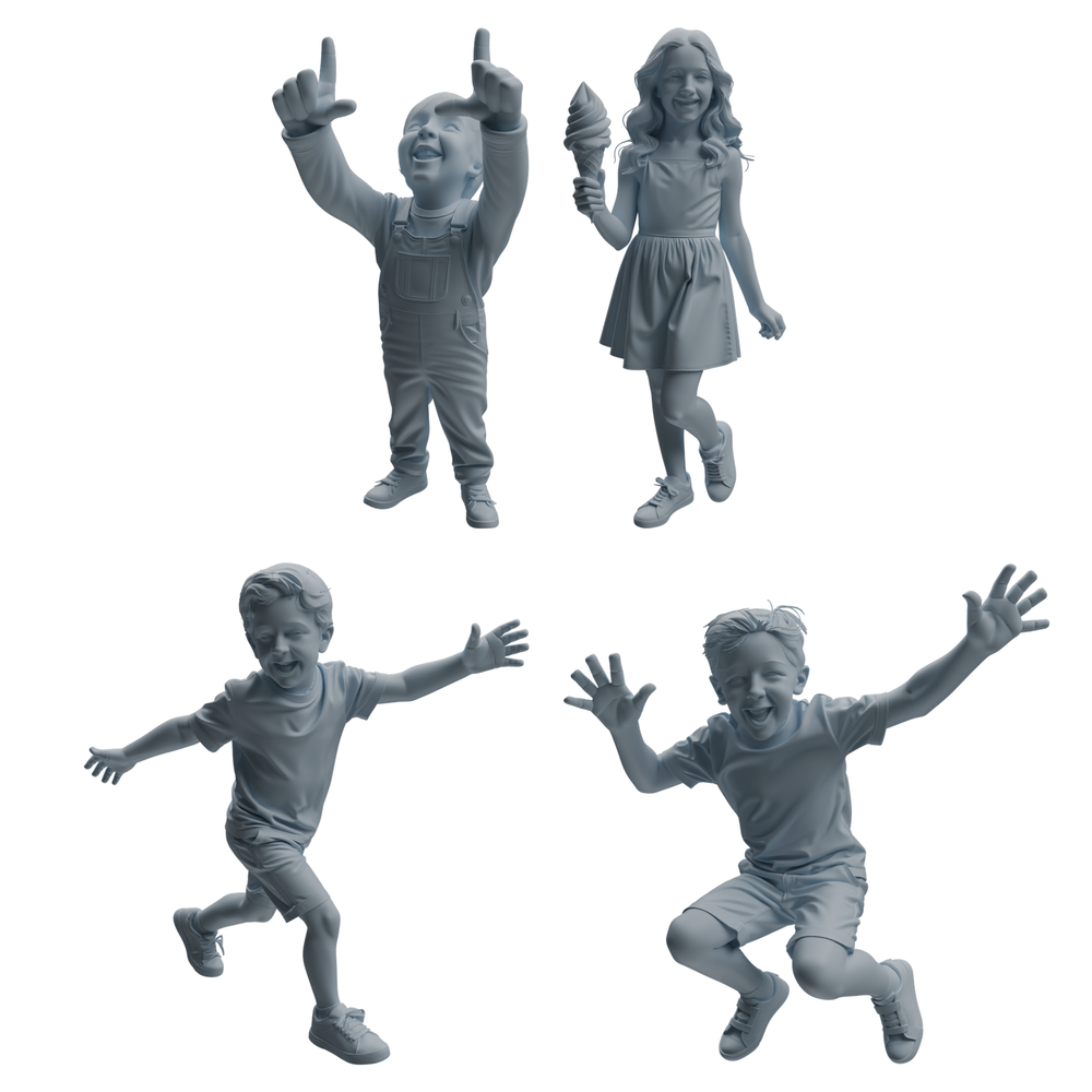 MRY-SFW LYTR1034 Joyful Kids Character Modern Model 4 pcs 3D Printed Resin Model Kit by SSMODEL