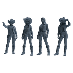 MRY-SFW LYTR893 Cowboy Style Girl Modern Model 4 pcs 3D Printed Resin Model Kit by SSMODEL