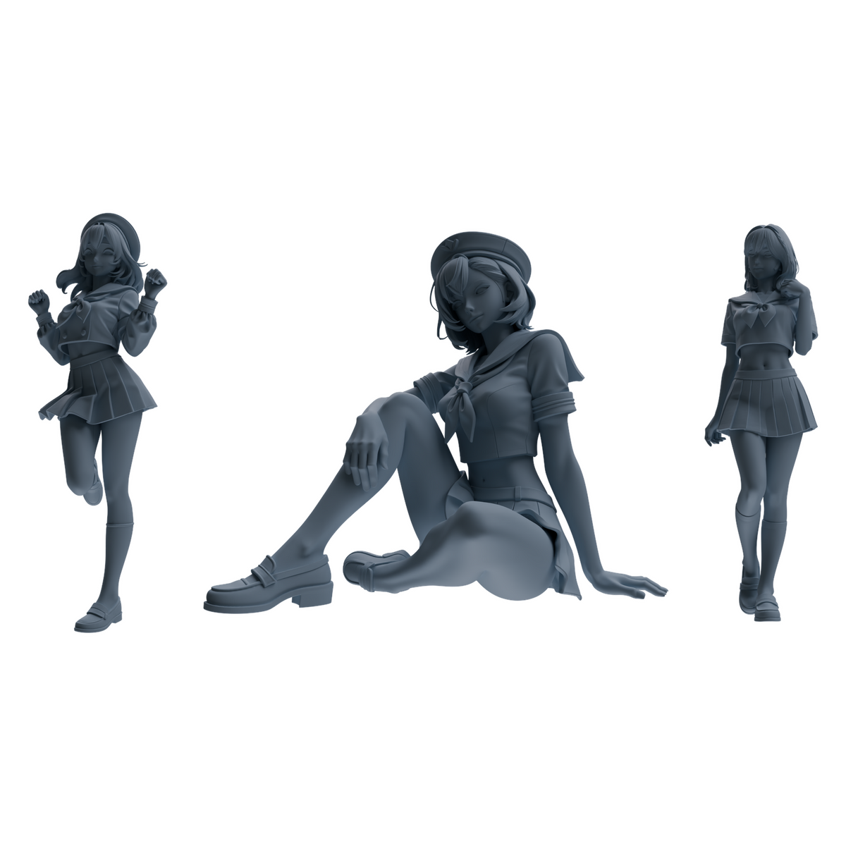 MRY-SFW LYTR884 Multi-pose Sailor Uniform Girl Figure Modern Model 3 pcs 3D Printed Resin Model Kit by SSMODEL
