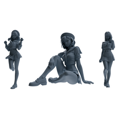 MRY-SFW LYTR884 Multi-pose Sailor Uniform Girl Figure Modern Model 3 pcs 3D Printed Resin Model Kit by SSMODEL